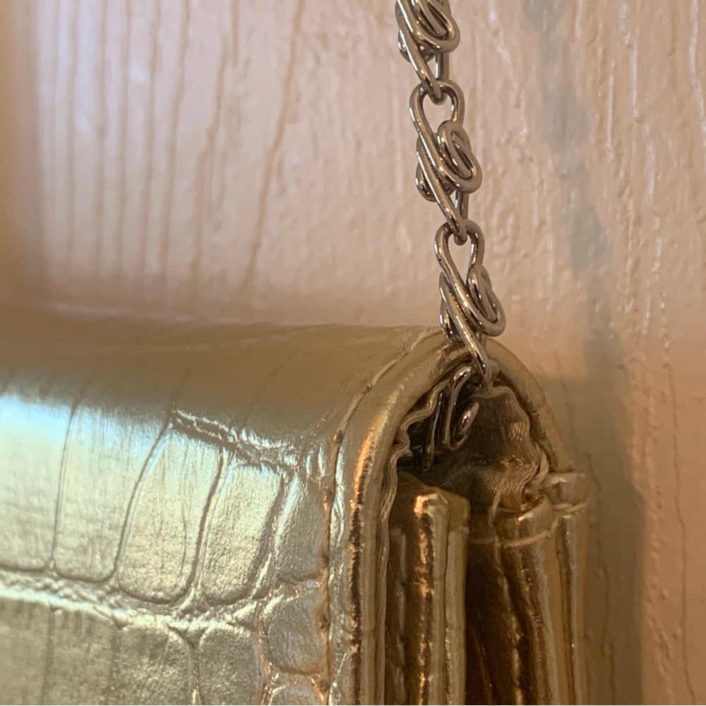 70’s Era Bright Gold Evening Clutch; Crossbody opt. - Picture 9 of 14